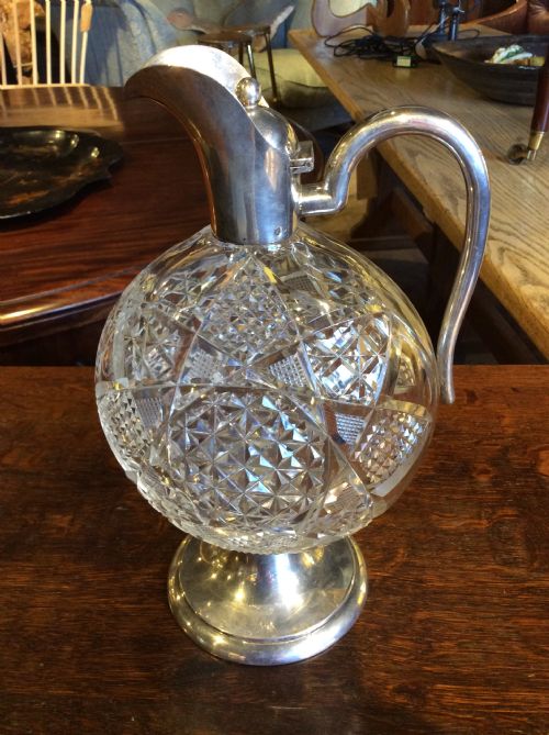 19thc Continental Silver & Cut Glass Claret Jug