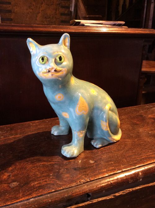 Early 20thc Ceramic Cat ( Signed on Left Leg)