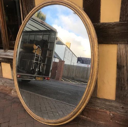 19thc Gilded Oval Mirror
