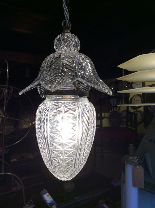 19thc Cut Glass Pendant Light