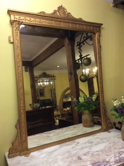 19thc Overmantle Mirror