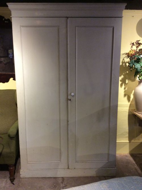 19thc Country Estate Painted Pine  2 Door Wardrobe