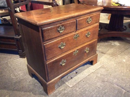 18thc Small Oak Chest of Drawers on Bracket Feet