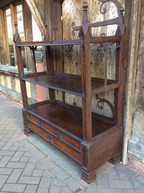19thc Gothic Oak and Burr Oak Buffet