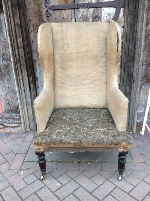 19thc Simulated Rosewood Wing Armchair