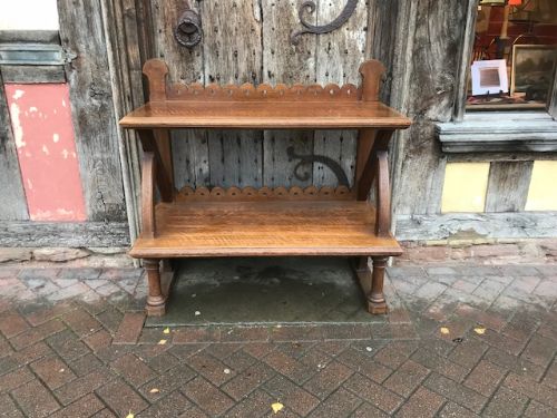 19thc Reformed Gothic Oak 2 Tier Side Table