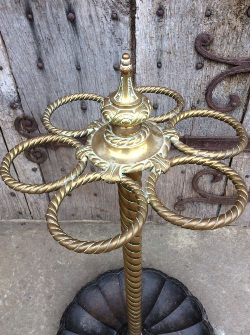 19THC BRASS AND CAST IRON UMBRELLA STAND - ADDITIONAL PHOTO 1