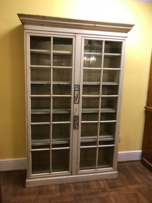 Edwardian 2 Door Glazed Painted Cupboard