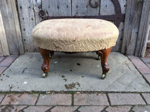 19thc Walnut Concave Footstool