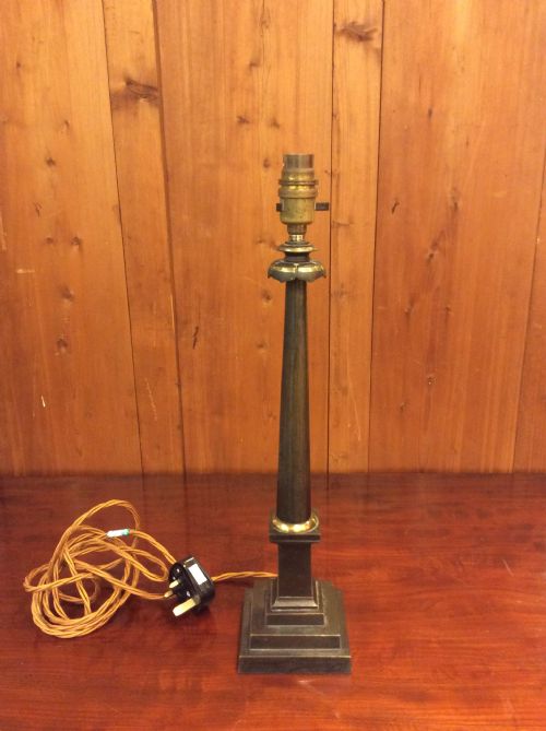 19thc   Brass & Polished Steel Lamp