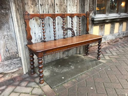 19thc Oak Hall Bench