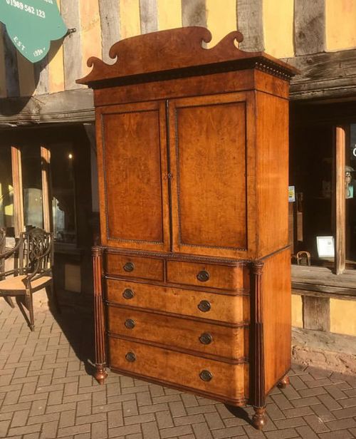 19thc Pollard Oak & Ebony Linen Press on Chest