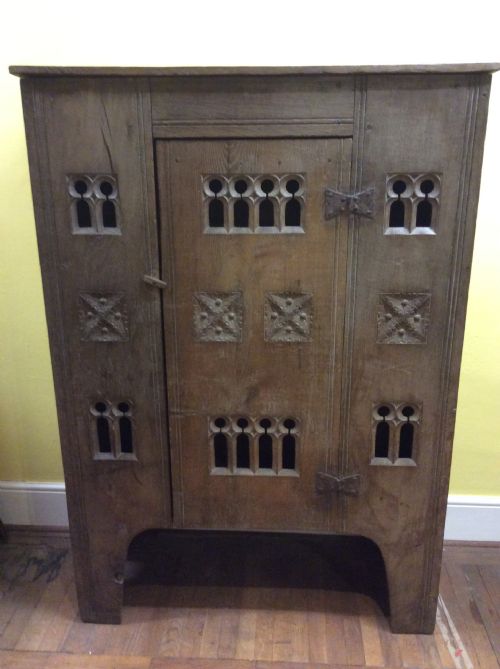 Arts & Craft Gothic Oak Aumbry
