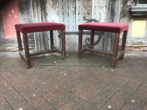 A Pair of 18thc Walnut Stools