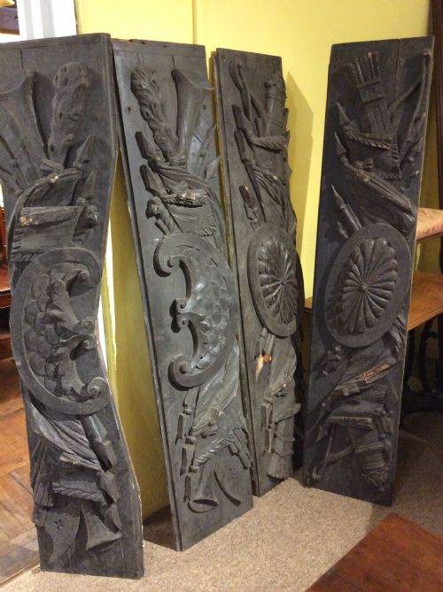 Set of 4  19thc Large Pine Carvings