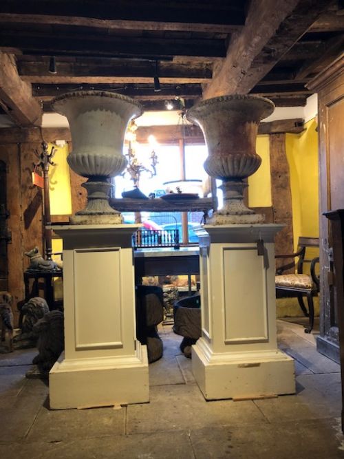 A Pair of 19thc Garden Cast Iron Urns by Andrew Andyside