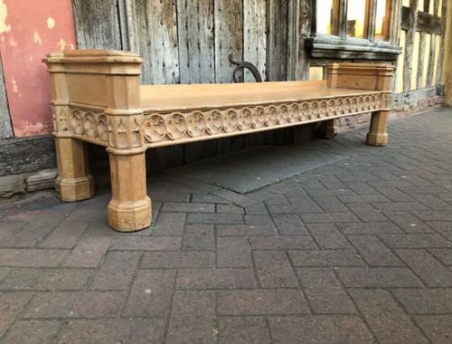 19thc 7f Gothic Pine Bench