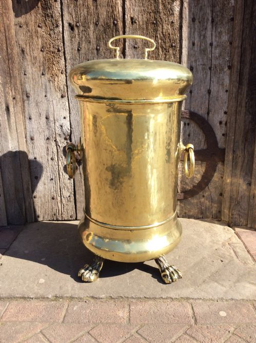 19thc Brass Coal Bin on Claw Feet
