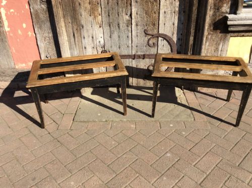 Pair of Ebonised and Beech Luggage Racks