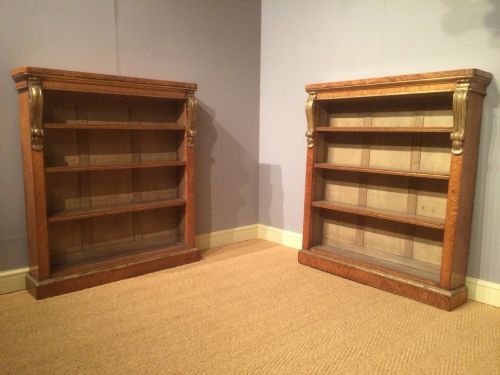 A Pair of Birds Eye Maple Bookcases