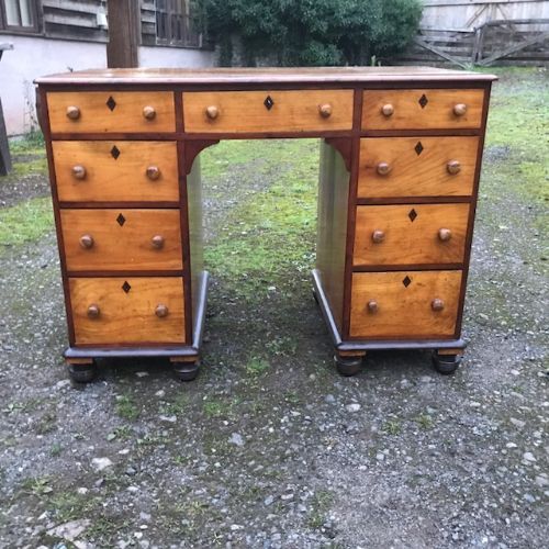 19th Century Yew, Laburnum and Maple Desk
