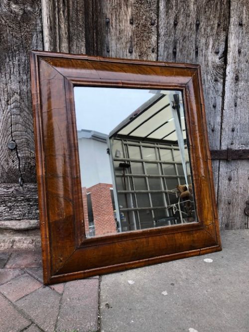 18thc Walnut Cushion Mirror