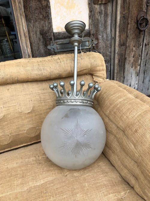 20thc Glass Ceiling Pendant Globe Light