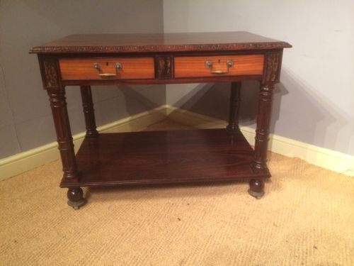 An Exceptional Quality and Very Unusual Indian Rosewood, Satinwood, Ebony & Calamander Centre Library Table