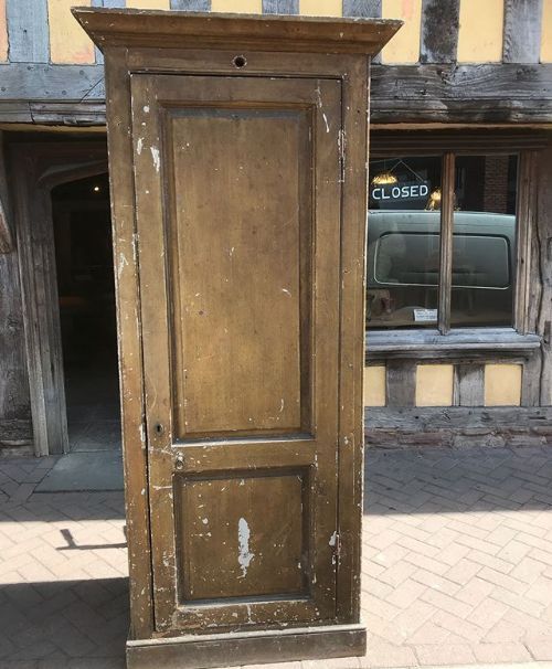 18thc Country House Single Door Painted Pine Cupboard