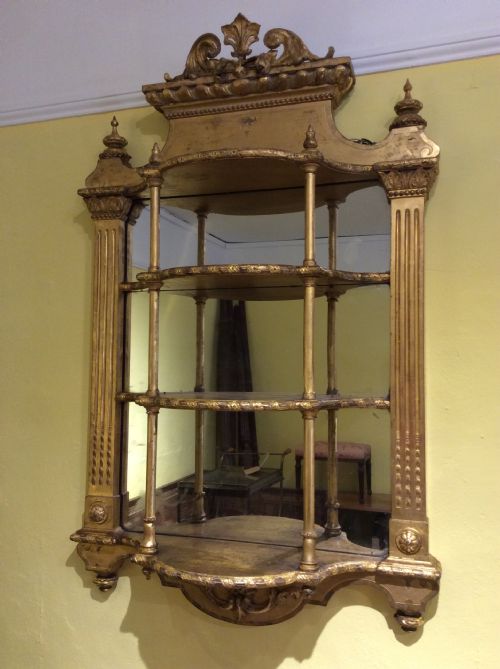 A Pair of 19thc Gilt Mirror Shelves
