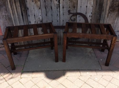 A  Pair of Early 20thc Oak Luggage Racks