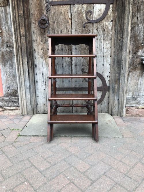 A Set of 19thc Gothic Revival Mahogany Library Steps