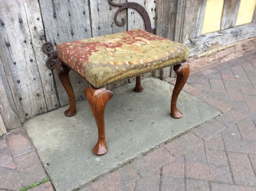 A 19thc Walnut Cabriole Leg Stool