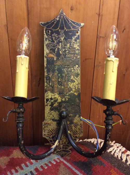 A 19thc Lacquered Wall Light