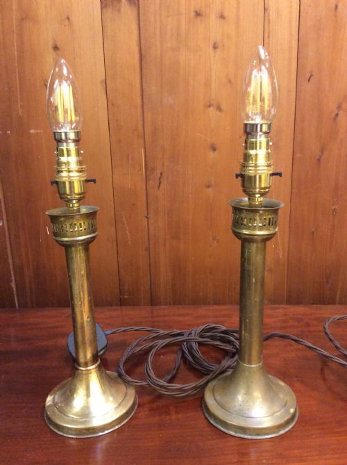 A Pair of Edwardian Brass Table Lamps