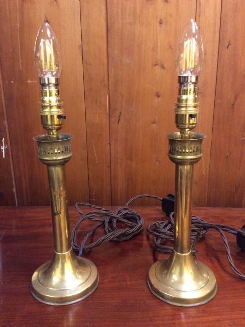 A Pair of  Edwardian Brass Table Lamps