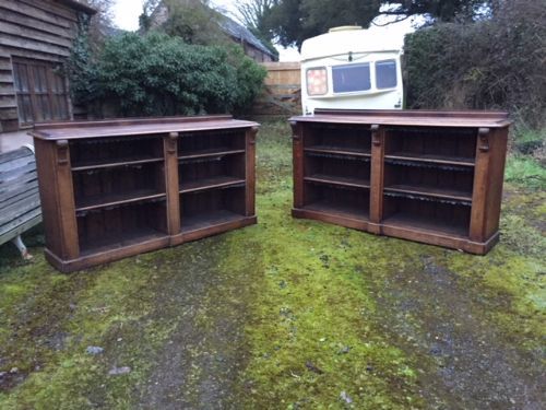 A Pair of 19thc Oak Open  Bookcases