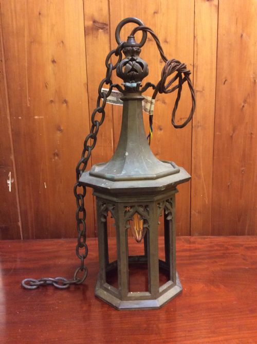 An Early 20thc Gothic Revival Bronze Hall Lantern