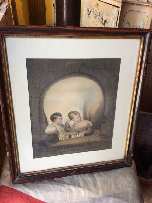 A 19thc Masonic Picture Entitled «  Blossom and Decay »