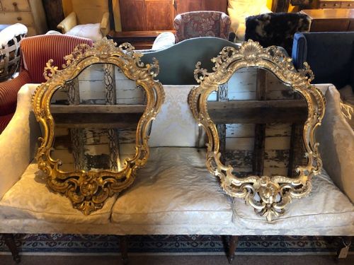 A Fine Pair of 19thc Carved and Gilded Mirrors