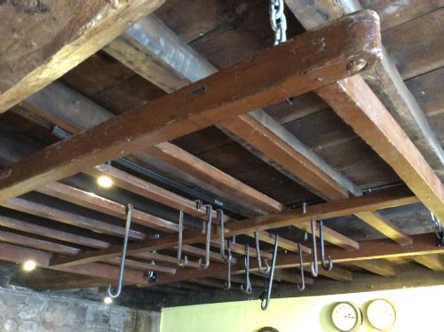 19thc Bacon Rack with Original Paint and Hooks