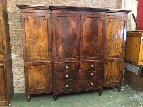 A 19thc Flamed Mahogany Breakfront  Combination Wardrobe by Gillows of Lancaster
