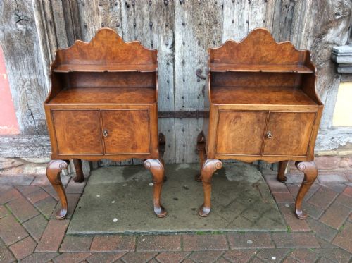 A Pair of 1920’S Burr Ash Bedside Cabinets