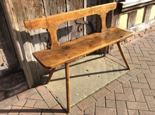 A Charming Early 19thc Welsh Country Elm and Ash Bench