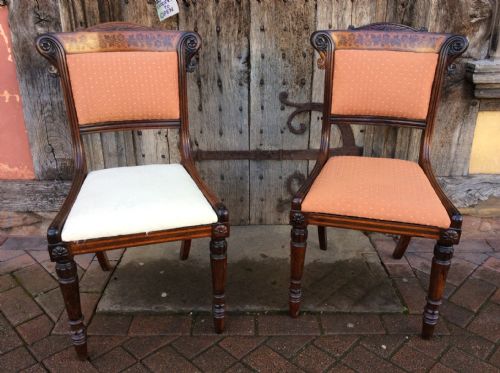 A Pair of Regency Rosewood & Holly Inlaid Chairs Attributed to George Bullock