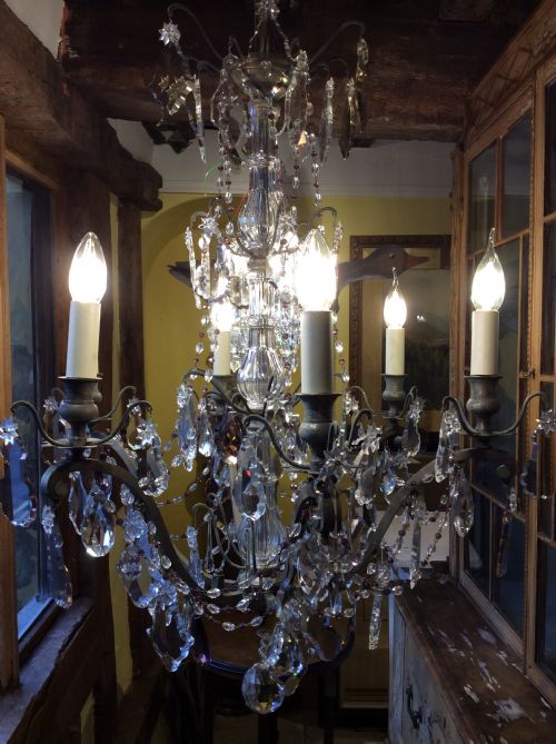 A 19THC 6 LIGHT CUT GLASS CHANDELIER - ADDITIONAL PHOTO 2