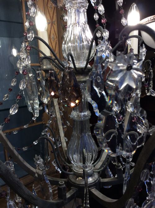 A 19THC 6 LIGHT CUT GLASS CHANDELIER - ADDITIONAL PHOTO 6