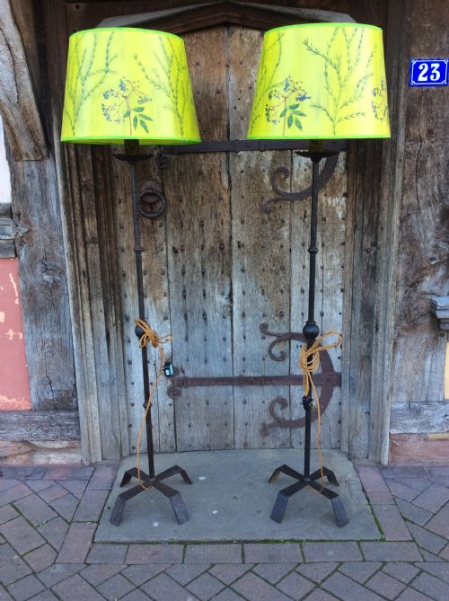 A Pair of Early 20thc Steel Standard Lamps