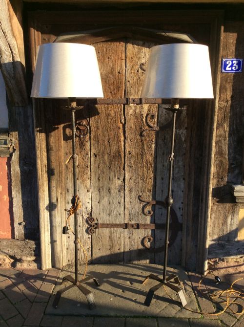 A Pair of Early 20thc Steel Standard Lamps C.1900