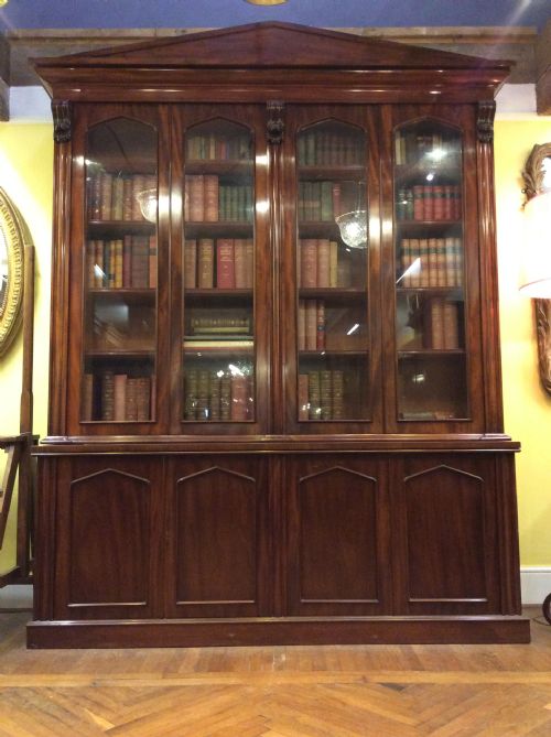 19thc English Mahogany 4 Door Library Bookcase